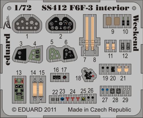 Detailset F6F-3 Hellcat Interior Self Adhesive (Revell/Italeri)  SS412
