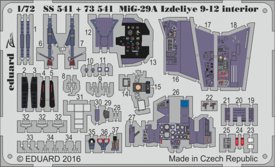 Detailset Mikoyan MiG29A izdeliye 9-12 "Fulcrum" (Zvezda) SS541