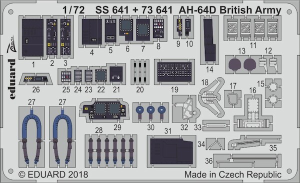 Detailset WAH64D Apache British Army interior (Academy)  ss641