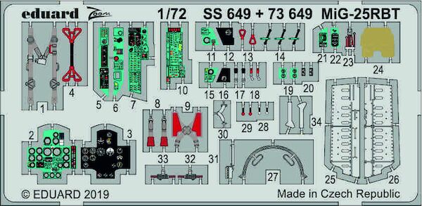 Detailset Mikoyan MiG25RBT Foxbat Interior  (ICM)  SS649