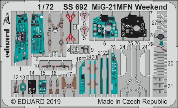 Detailset Mikoyan Mig21MFN Fishbed 'Weekend" (Eduard) ss692