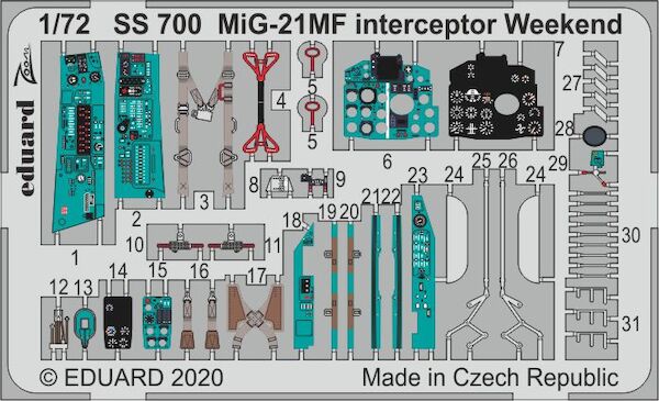 Detailset Mikoyan MiG21MF Fishbed Interceptor (Eduard - Weekend)  ss700