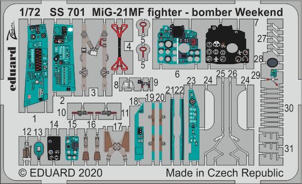 Detailset Mikoyan MiG21MF Fishbed Fighter Bomber (Eduard - Weekend)  ss701