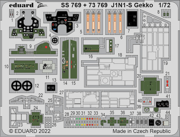 Detailset Nakajima J1N1-S Gekko "Irving" Interior (Fujimi/Hobby 2000) SS769