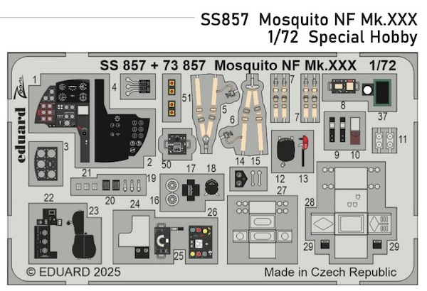 Detailset Mosquito NF MKXXX Interior (Special Hobby)  SS857