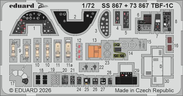 Detailset Grumman TBF-1C Avenger Interior (Hobby Boss) ss867