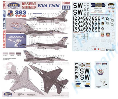 F16 Gulf war Nose art "363TFW Wild child"  32001