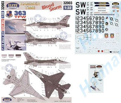 F16 Gulf war Nose art "363TFW:  Hammer Time, Blood storm"  32003