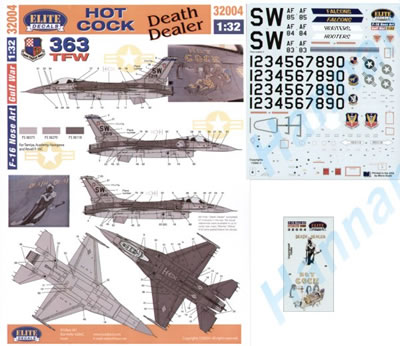 F16 Gulf war Nose art "363TFW: Hot Cock, Death Dealer" 32004