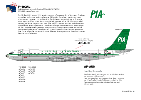 Boeing 707-040/340 (Pakistan International PIA) FD14065