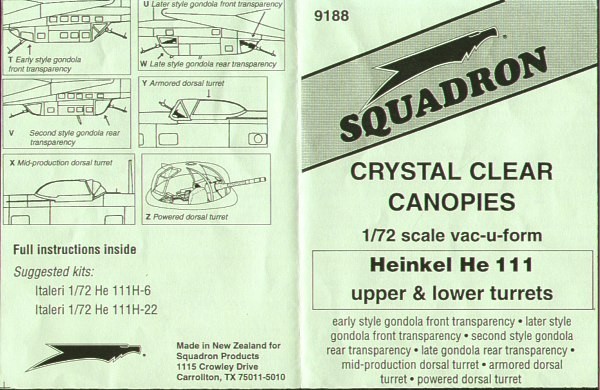 Heinkel He111 upper and lower turrets (al versions) (Italeri)  SQ09188