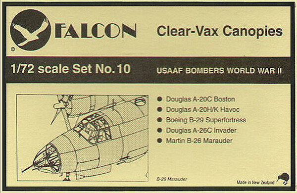 USAAF Bombers (A20,B29,A26,B26) clearvax canopies VAX10