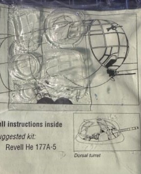 Heinkel He177 main canopy, tail canopy astrodome, powered dorsal turret (Revell He177A-5)  SQ09187