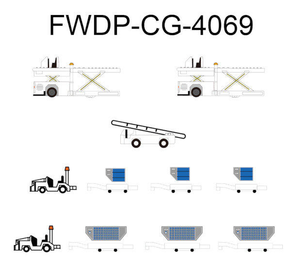 Airport Accessories Cargo Container Set ( Blank / White)  FWDP-CG-4069