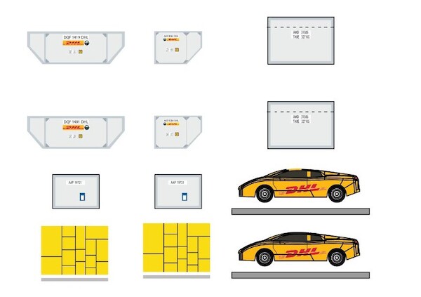 Airport Accessories Cargo Container Set DHL  UNLD-CG-4065