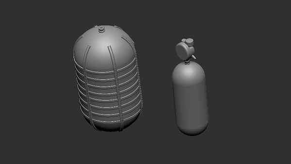 Oxygen tanks and cylinders (5+5 pieces)  L001/72