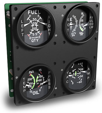 Cessna style engine cluster (GSA-055 usb interfase required) GSA-CEC