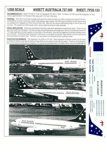 Boeing 737-300 (Ansett Australia OC) FP20-153