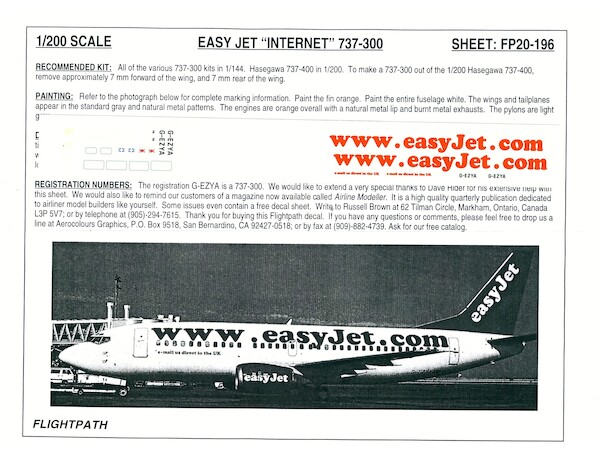 Boeing 737-300 (Easy Jet "Internet")  FP20-196