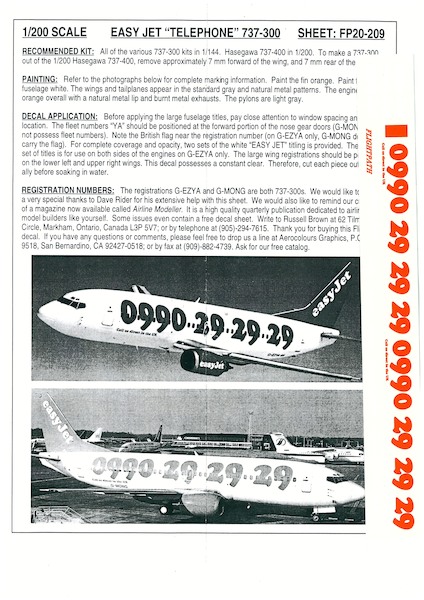 Boeing 737-300 (Easy Jet "Telephone") FP20-209