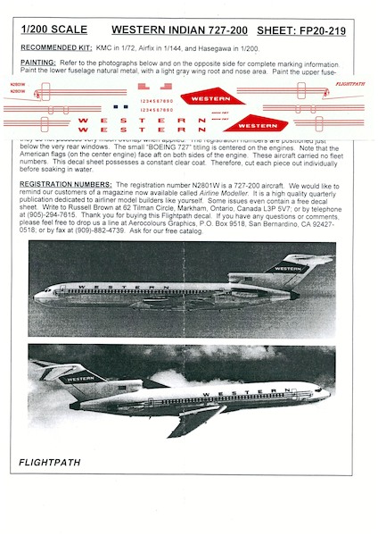 Boeing 727-200 (Western Indian Head)  FP20-219