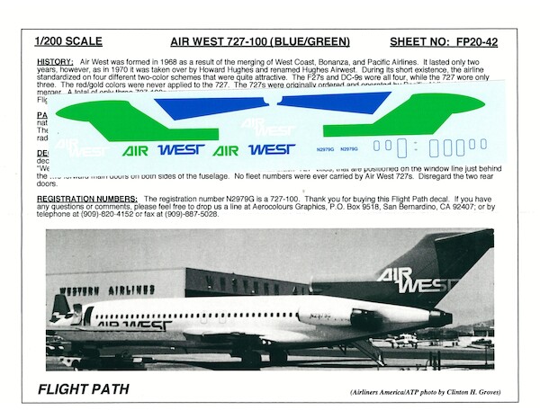Boeing 727-100 (Air West blue/green)  FP20-42