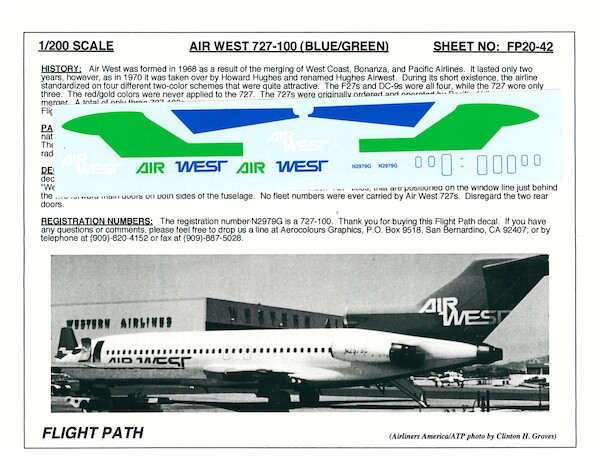 Boeing 727-100 (Air West blue/green) FP20-42