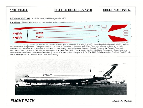 Boeing 727-200 (PSA O/C)  FP20-60