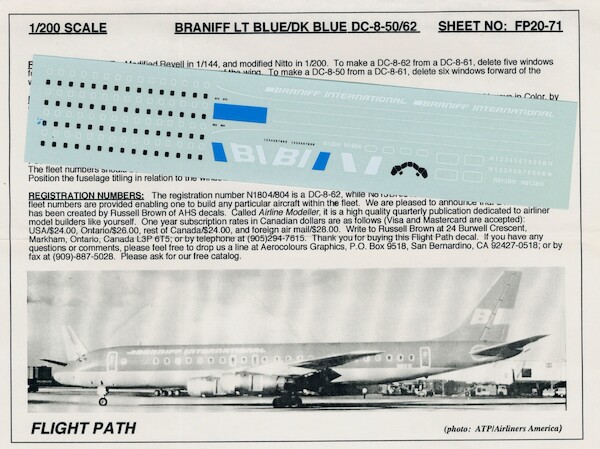 DC8-50/63 (Braniff Lt/Dk Blue)  FP20-71