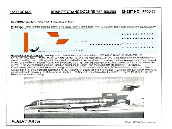 Boeing 727-100/200 (Braniff Orange Ochre)  FP20-77