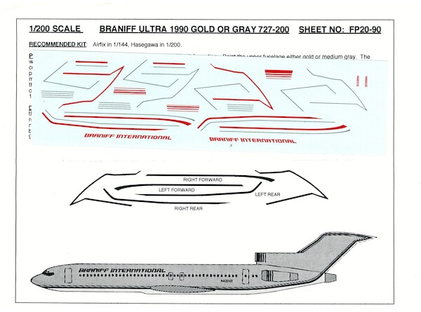 Boeing 727-200 (Braniff Gold Gray)  FP20-90