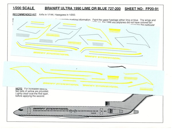 Boeing 727-200 (Braniff Lime Green or Blue) FP20-91
