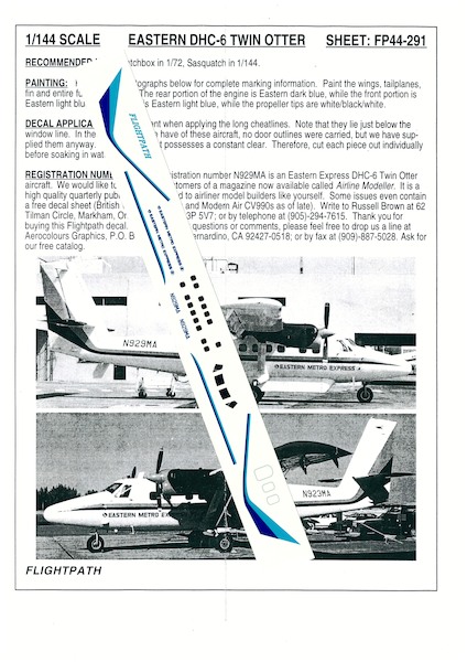 DHC6 Twin Otter (Eastern Metro Express)  FP44-291