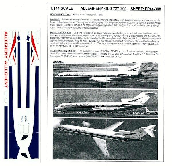 Boeing 727-200 (Allegheny OC) FP44-308