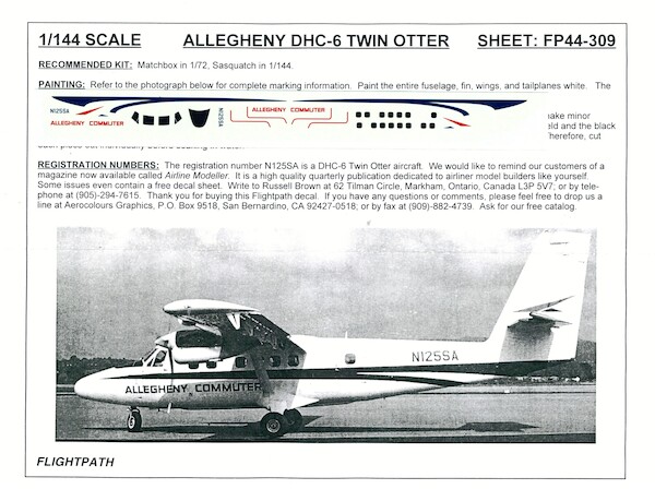 DHC6 Twin Otter (Allegheny Commuter)  FP44-309