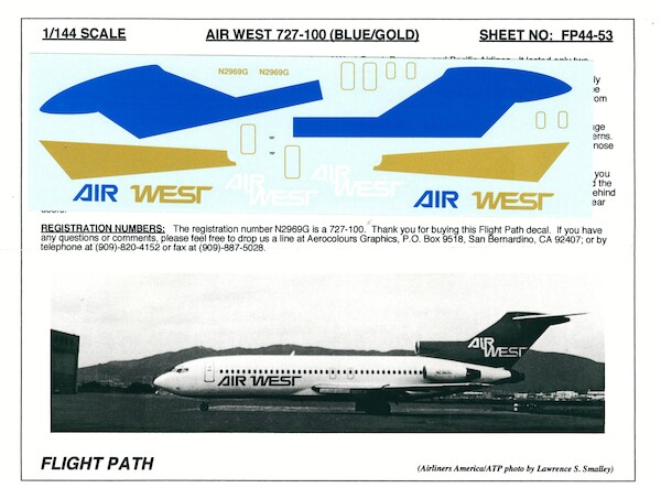 Boeing 727-100 (Air West blue/gold)  FP44-53