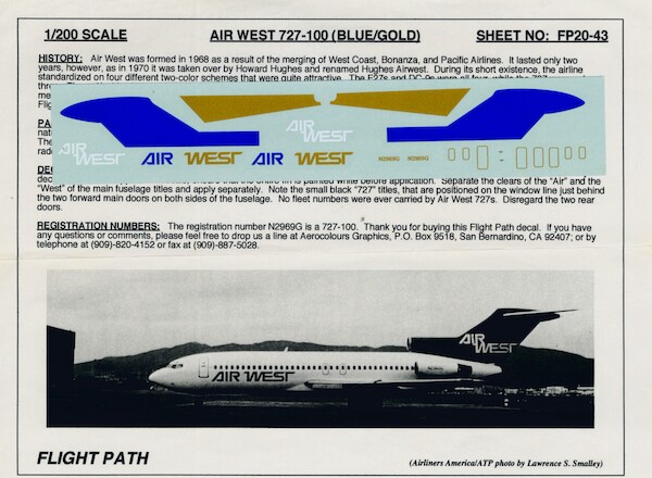 Boeing 727-100 (Air West blue/gold)  FP20-43