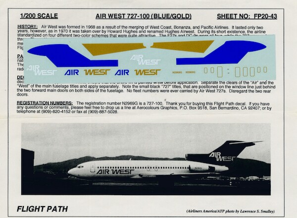 Boeing 727-100 (Air West blue/gold) FP20-43