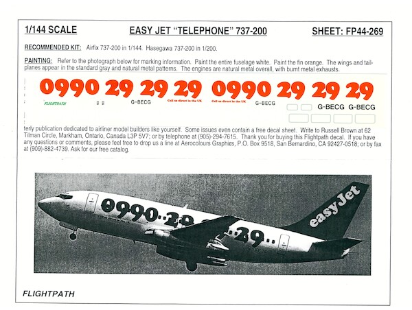Boeing 737-200 (Easy Jet "Telephone")  FP44-269