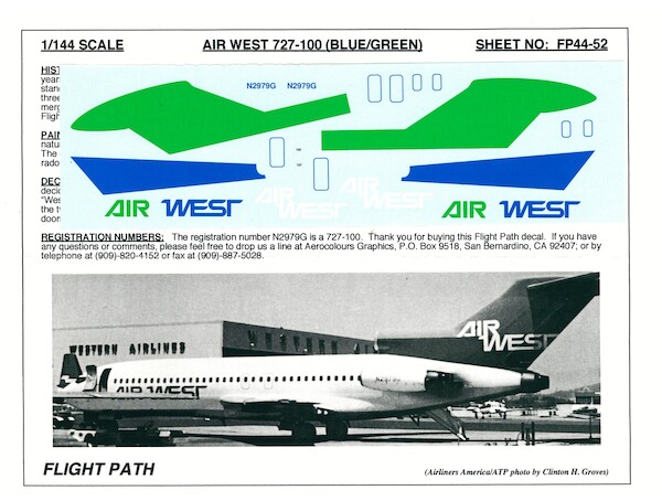 Boeing 727-100 (Air West blue/green)  FP44-52