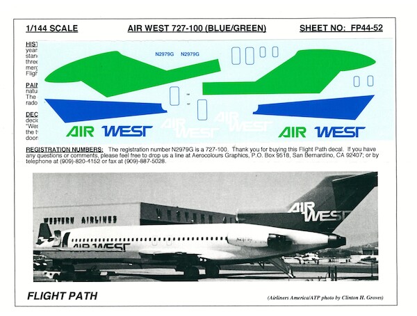 Boeing 727-100 (Air West blue/green) FP44-52