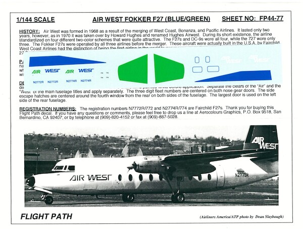 Fokker F27 (Air West blue/green)  FP44-77