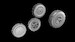 Tigercat wheel set, diamond tread (main wheels), for Fly 010