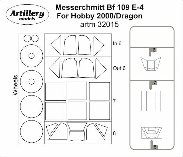 Messerschmitt Bf109E-4 Masking set (Dragon/Hobby 2000)  ARTM32015