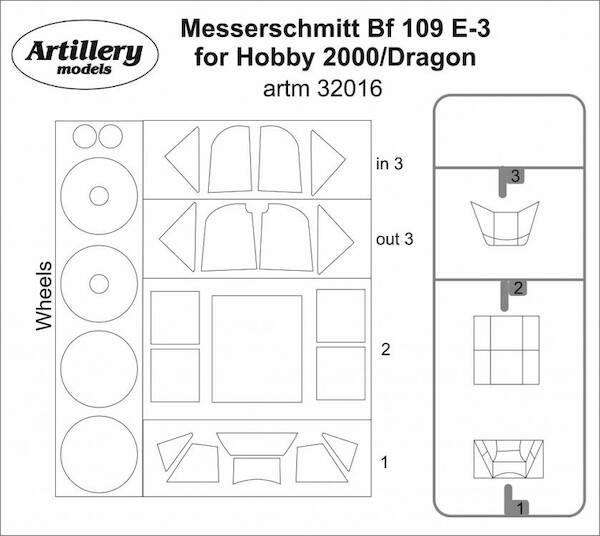 Messerschmitt Bf109E-3 Masking set (Dragon/Hobby 2000) ARTM32016