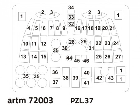 PZL 37 Los  Canopy, nose glasing and wheel  mask for FLY kits  ARTM72003