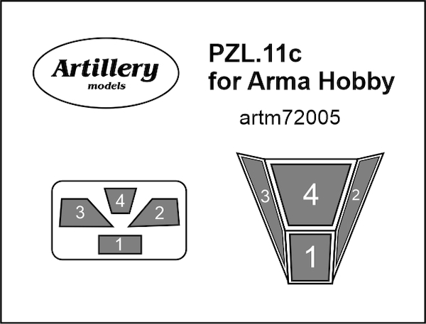 PZL P11c Canopy mask for Arma Hobby kits ARTM72005