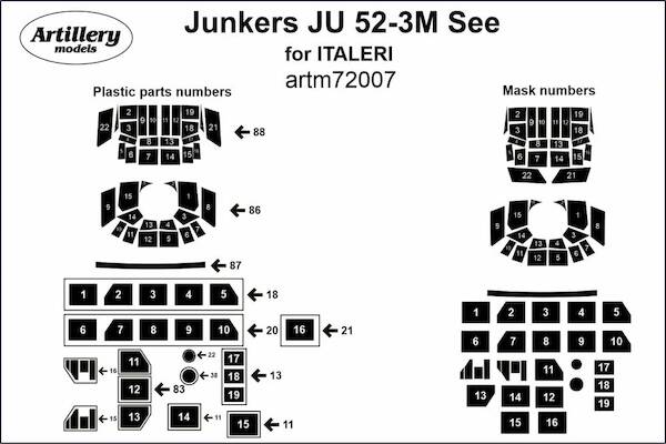 Junkers Ju52/3M See Masking set (Italeri) ARTM72007