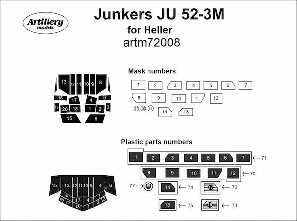 Junkers Ju52/3M Masking set (Heller, Smer)  ARTM72008