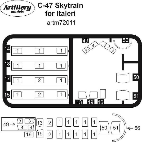 C47 Dakota/Skytrain Masking set (Italeri)  ARTM72011